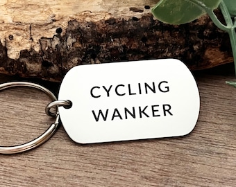 Funny Customised Gift for Cyclist, Quality Stainless Steel Keyring, Sweary Personalized Bike accessory, Unique Cycling Birthday Gift