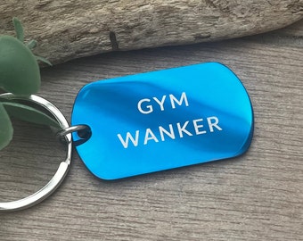 Porte-clés personnalisé pour branleur de gym - Porte-clés drôle pour amateur de gym - Cadeau unique pour entraîneur personnel - Acier inoxydable - Haltérophile - Ami de gym