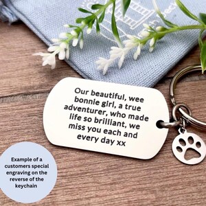Regalo conmemorativo para perros - Llavero con nombre de perro - Nombre personalizado - En memoria de perro - Regalo de recuerdo de mascota - Regalo de condolencia por la pérdida de un perro - Personalizado imagen 9