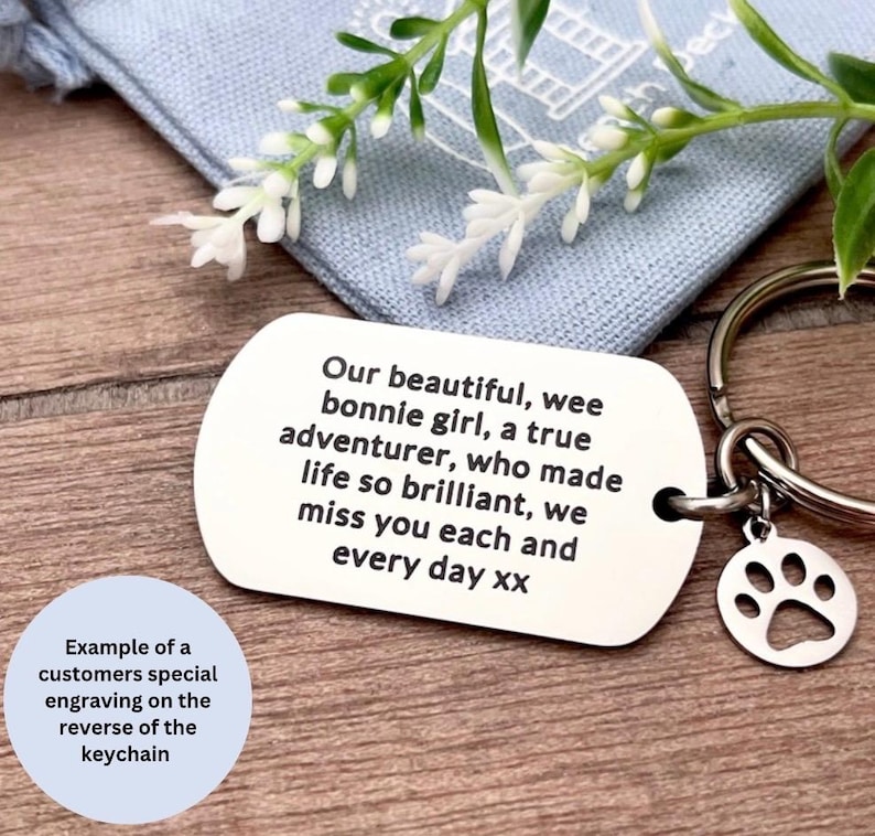 Regalo conmemorativo para perros - Llavero con nombre de perro - Nombre personalizado - En memoria de perro - Regalo de recuerdo de mascota - Regalo de condolencia por la pérdida de un perro - Personalizado imagen 9