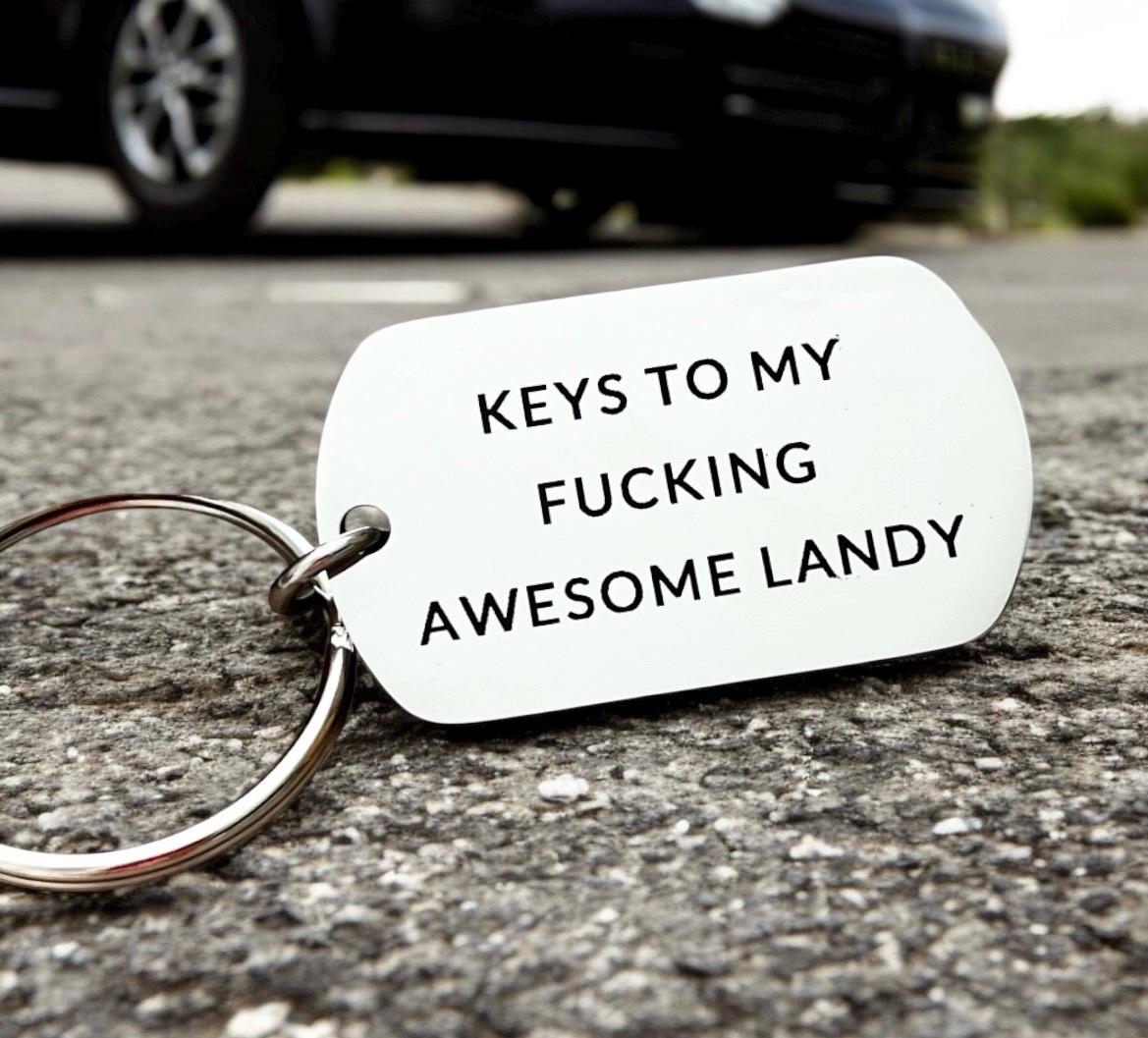 Funny Landy Keyring, Custom 4x4 SUV Gift, Personalised, engraved Stainless Steel Keychain, Off Road accessories - Engraved Car lover Gift