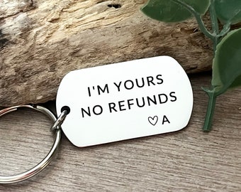 Funny Anniversary Gift for Him - Personalised Gift for boyfriend - Stainless Steel Keyring -Custom Gift for Husband Anniversary Gift for Him