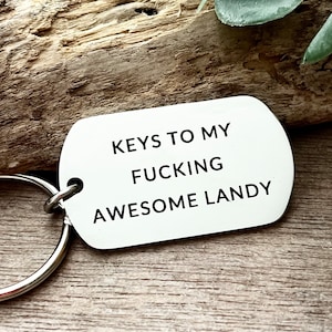 Keys to My Fucking Awesome Landy- Personalised keyring Birthday Gift for Landy driver - Keychain for discovery - unique 4x4 accessories