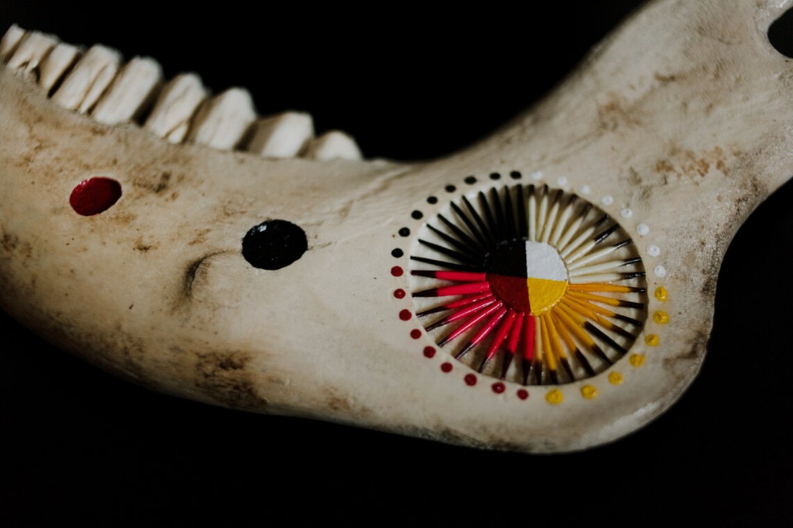 OOAK Handpainted Hand Carved Buffalo Bison Jaw Bone with | Etsy