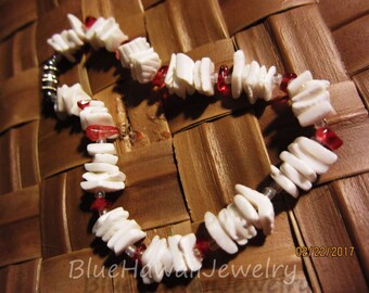 Anklet with Genuine Heishi beads Shell Lei 9.5 Hawaii Beach Wear Resort Style Surfer Core Riders