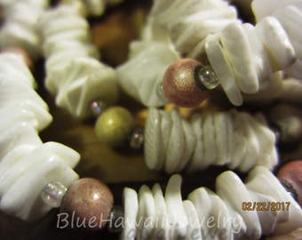 Anklet with Genuine Heishi beads Shell Lei 9.5 Hawaii Beach Wear Resort Style Surfer Core Riders