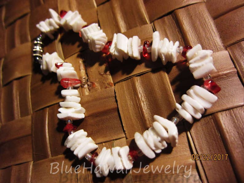 Anklet with Genuine Heishi beads Shell Lei 9.5 Hawaii Beach Wear Resort Style Surfer Core Riders