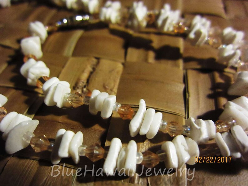 Anklet with Genuine Heishi beads Shell Lei 9.5 Hawaii Beach Wear Resort Style Surfer Core Riders