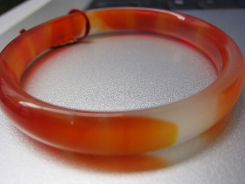 Beautiful 6mm Bracelet Translucent Red Orange Jade Bangle 2 Etsy
