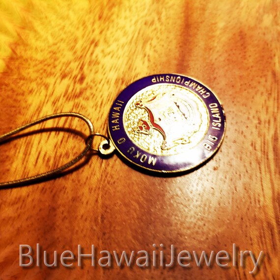Hawaii Crest Coat of arms-Vintage 1980's Pendant - image 2