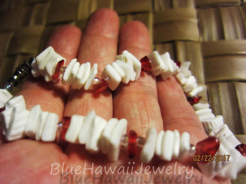 Anklet with Genuine Heishi beads Shell Lei 9.5  Hawaii Beach Wear Resort Style Surfer Core Riders