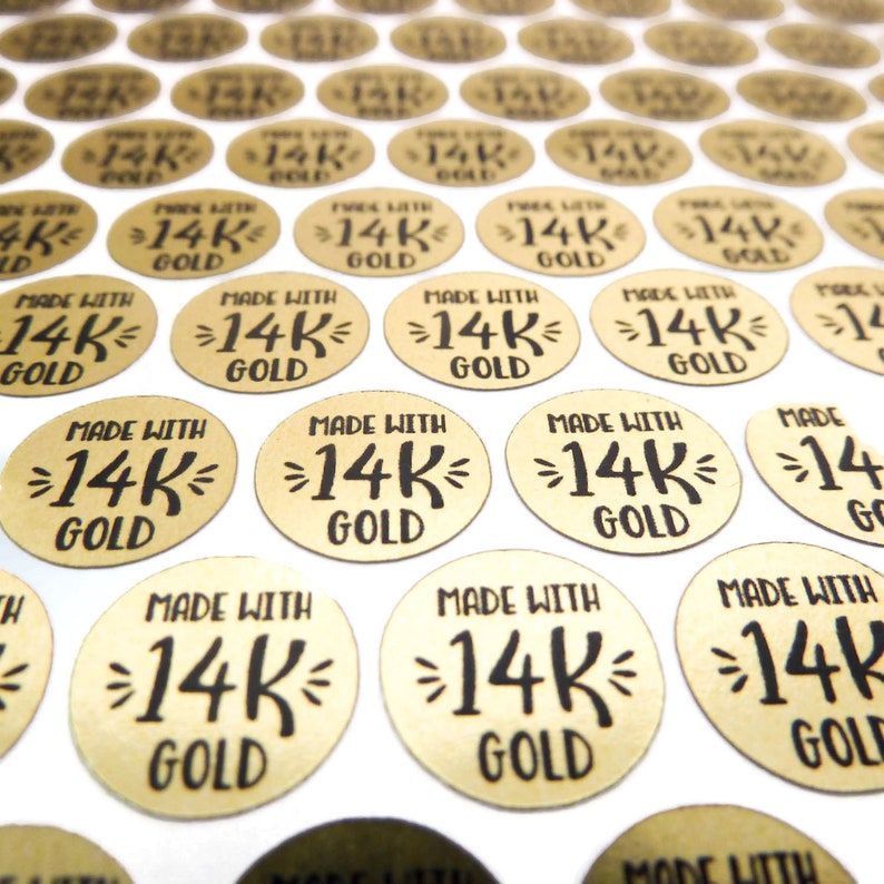 14K Gold Labels Mini Stickers Metal Identifier Foil Etsy
