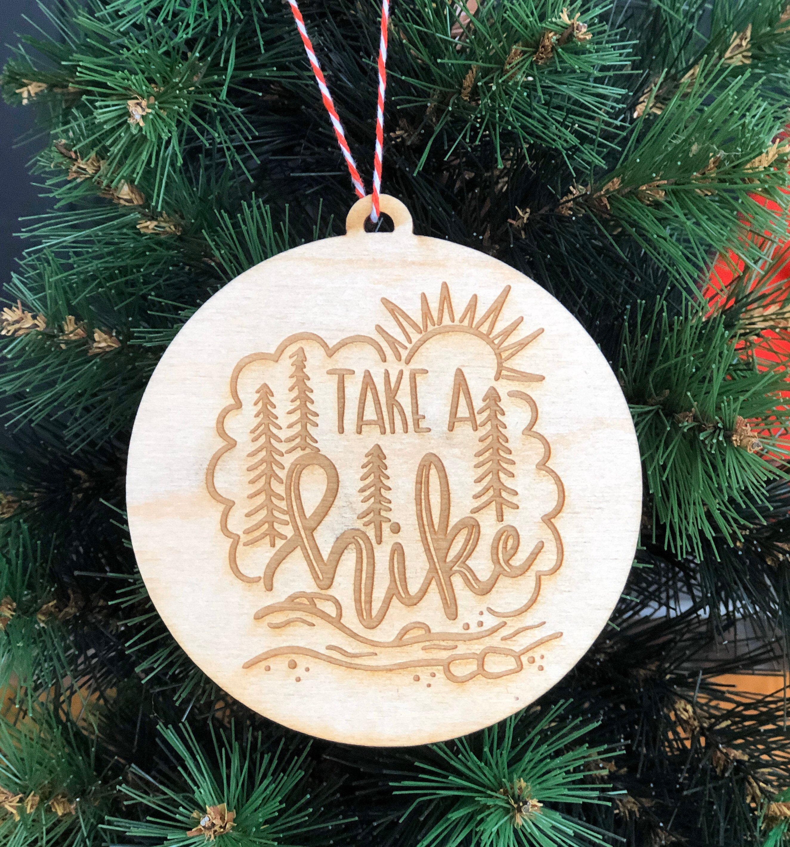 Mountains Backpacking Trails Free Personalization Hiking Personalized Christmas Ornaments Exploring Take a Hike Bear