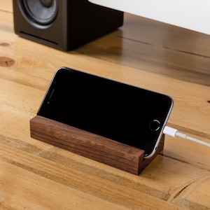 iPhone Stand Wood Tech Gift, Gifts for him, Gift for her, phone stand, Desk Accessory, Minimalist Desk image 1