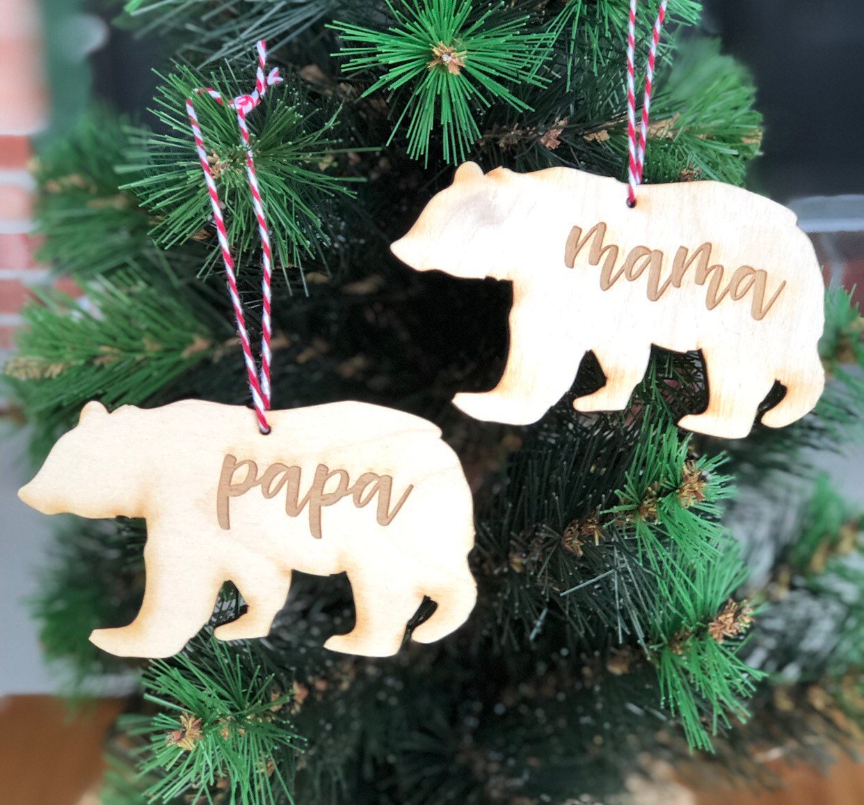 Personalized Christmas Acrylic Ornament – Mama Bear and Cubs