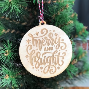 Merry and Bright Ornament, Christmas ornament