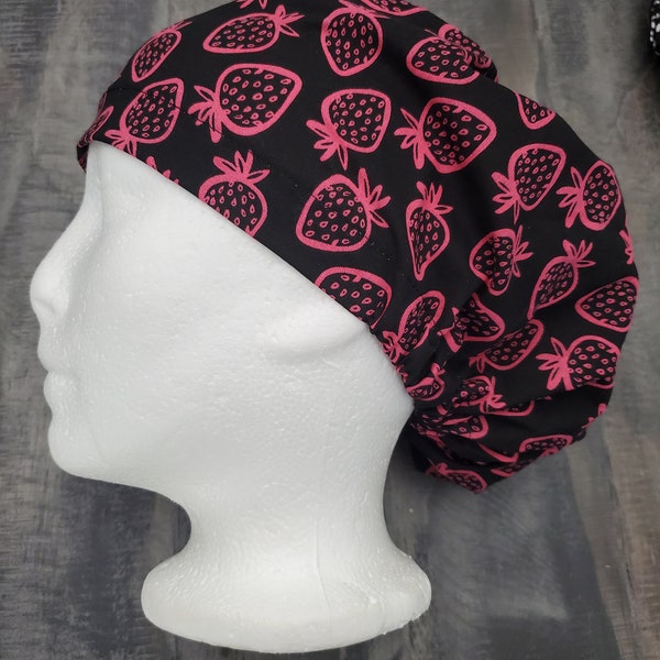 Strawberry silhouette bouffant/euro hybrid style surgical/scrub/dental hat