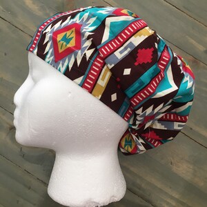 Diamonds and stripes bouffant/euro style surgical hat