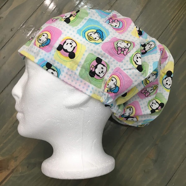 Mickey and friends bouffant/euro style surgical cap/hat made by CarolinaDreamsbyjen