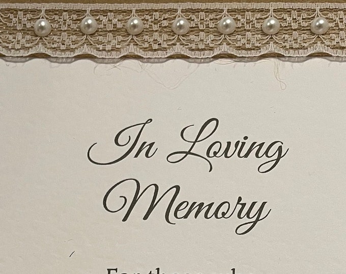 In Loving Memory Wedding Sign - Hessian, Lace & Pearls - With or Without Easel Stand