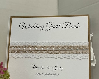Wedding Guest Book - Personalised - Rustic/Country Collection - Mr and Mrs, Mr and Mr, Mrs and Mrs - other colours available