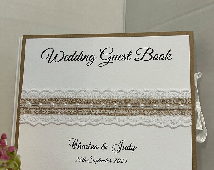 Wedding Guest Book - Personalised - Rustic/Country Collection - Mr and Mrs, Mr and Mr, Mrs and Mrs - other colours available