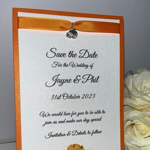 Pack de 10 cartes de mariage Save the Date - Tournesol et citrouille avec charme