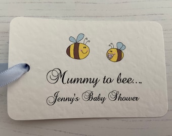 Baby Shower Tags with Ribbon - Mummy To Bee Tags - Personalised