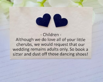 Wedding Poem Cards - Requesting Adults Only (No Children) -  Heart Design - To Accompany Invites