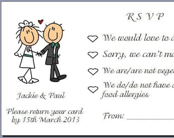 RSVP Cards - Various Designs - With or Without Envelopes - Mini Cards to Accompany your Wedding Invites
