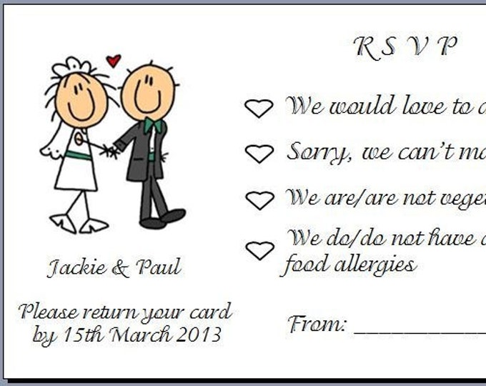 RSVP Cards - Various Designs - With or Without Envelopes - Mini Cards to Accompany your Wedding Invites