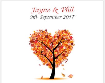 Wedding Invitations - Square Folded Card - Autumn Heart Tree Design - The Autumn Collection