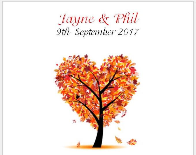 Wedding Invitations - Square Folded Card - Autumn Heart Tree Design - The Autumn Collection