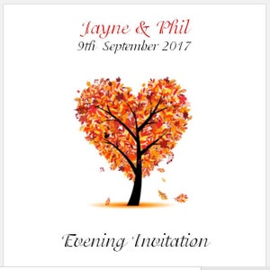 Invitations de mariage - Carte pliée carrée - Conception d’arbre de coeur d’automne - La collection d’automne