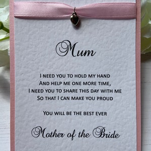Carte Mère de la Mariée - Handmade - Rose - Couleurs peuvent être changées