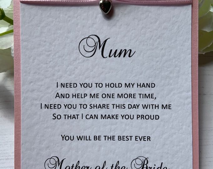 Mother of the Bride Card - Handmade - Pink - Colours can be Changed