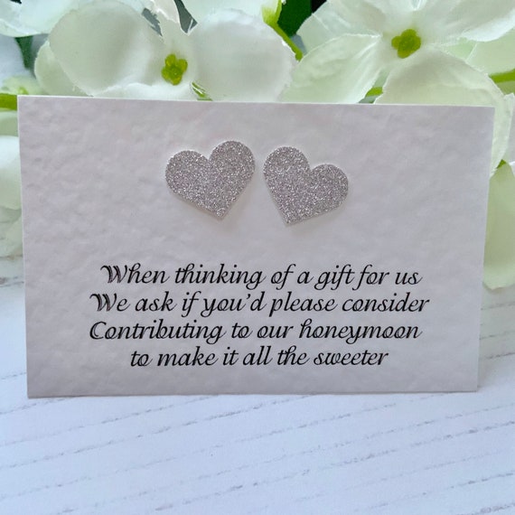 Wedding Poem Cards Silver Glitter Heart Design Requesting Etsy