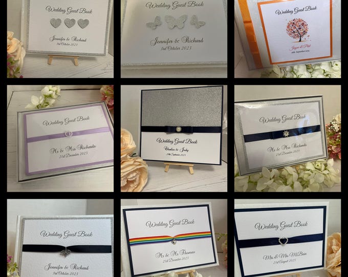 Guest Book for Wedding/Retirement/Anniversary/Special Occasion - Mr and Mrs, Mr and Mr, Mrs and Mrs, Various Colours and Designs Available