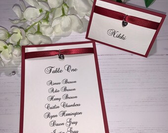 Wedding Seating Plan Cards & Place Card Names - Heart Charm