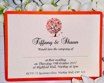 Wedding Invitations - Autumn Tree Design - Fall in Love Collection - Daytime or Evening