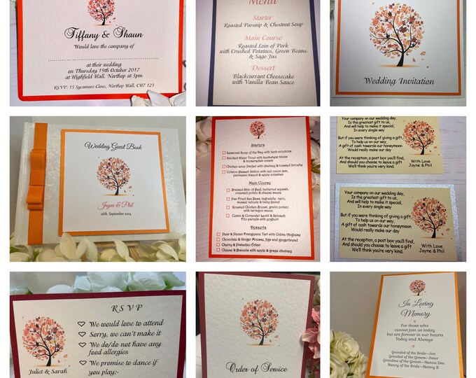 Autumn Tree Wedding Collection - Invites/RSVP/Menus/Gift Request/Order of Service or Day/Remembrance Cards/Guest Book