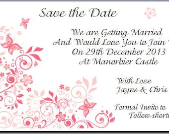 Save the Date Cards - Butterflies Design - From the Butterfly Collection - Various Colours Available