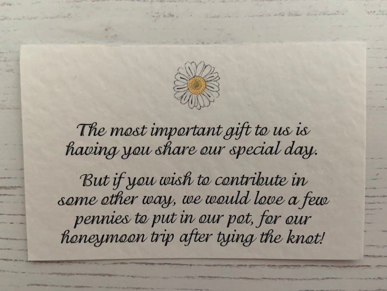 Cards Invitations Money Cash Gift Honeymoon 100 X Wedding Poem