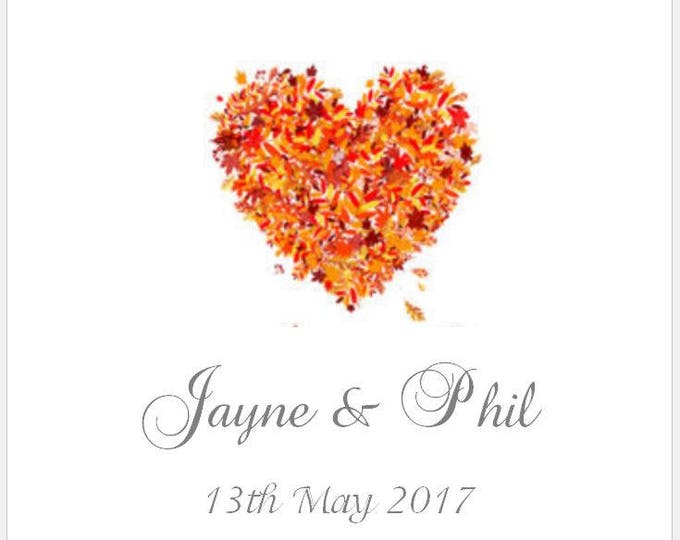 10 Wedding Invitations - Square Folded Card - Autumn Heart Design - The Autumn Collection