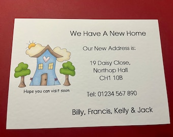 Pack of 10 Change of Address/New Home Cards with or without Envelopes - A6 Blue House Design