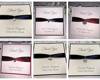 Pack of 10 Thank You Cards for Wedding/Anniversary/Special Occasions - Various Charm Themed - Many Colours/Designs available