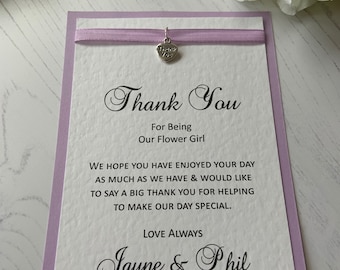 Thank You for Being Our Flower Girl - Handmade - Lilac - Colours can be changed