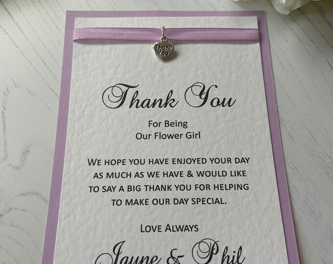 Thank You for Being Our Flower Girl - Handmade - Lilac - Colours can be changed