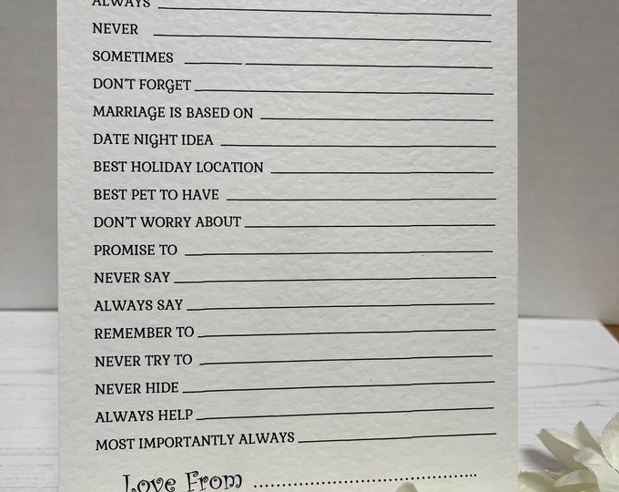 Words of Wisdom for the Bride and Groom - Pack of 10 - Wedding/Hen Night Game - Silver Butterflies