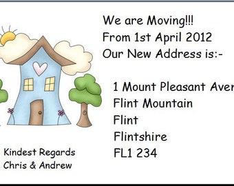 Pack of 50 Change of Address Cards - With or Without Envelopes - We are Moving - Blue House Design